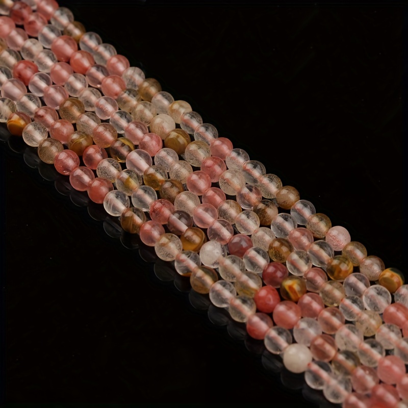 1 Strand Pink Watermelon Peel Stone Beads Round Loose Beads DIY Jewelry Making